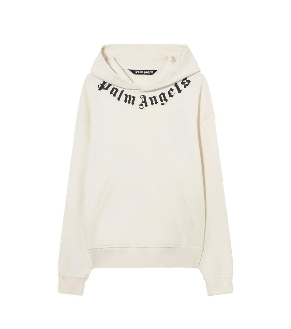 PALM ANGELS Felpa Palm Angels uomo PMBB17DS26FLE007 bianca logo sul collo cappuccio<BR/> PMBB17DS26FLE007 0310