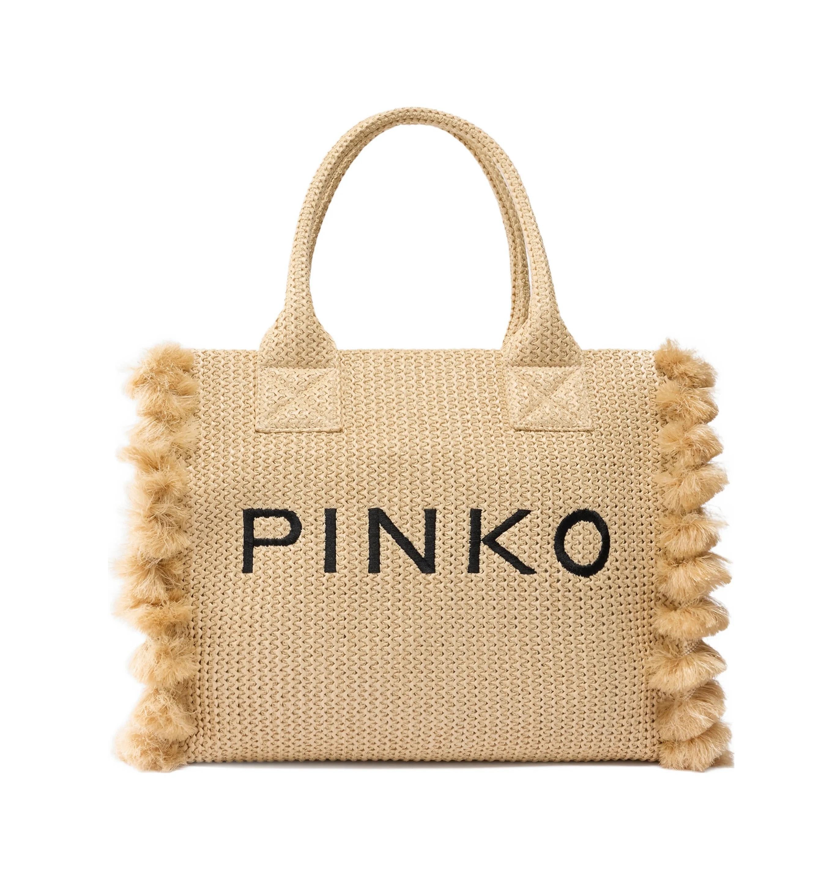 PINKO Borsa Pinko donna 106673A39Y HZ3Q Shopper Beach Media Rafia Beige<BR/> 106673A39Y HZ3Q