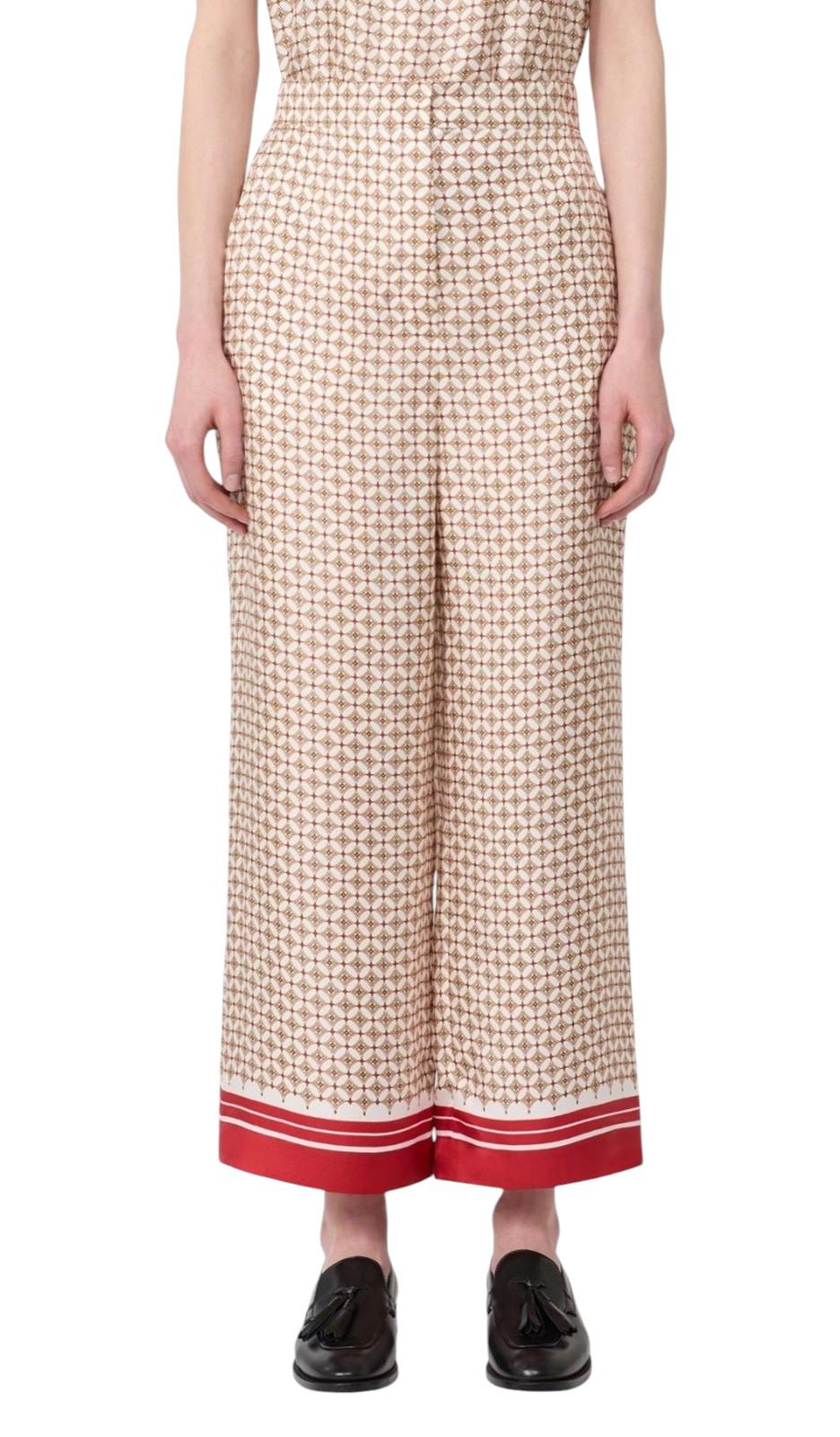 STUDIO Pantalone Studio donna 2616131011600 001 Ottelia in seta stampata Rosso<BR/> 2616131011600 001