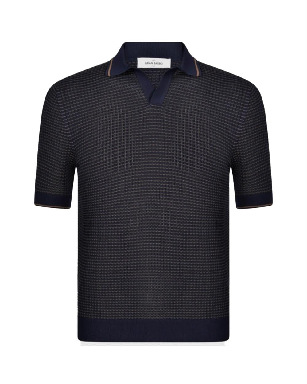 GRAN SASSO Polo GRAN SASSO uomo 5719120650 Blu lavorazione traforata bicolor regular fit<BR/> 5719120650 598