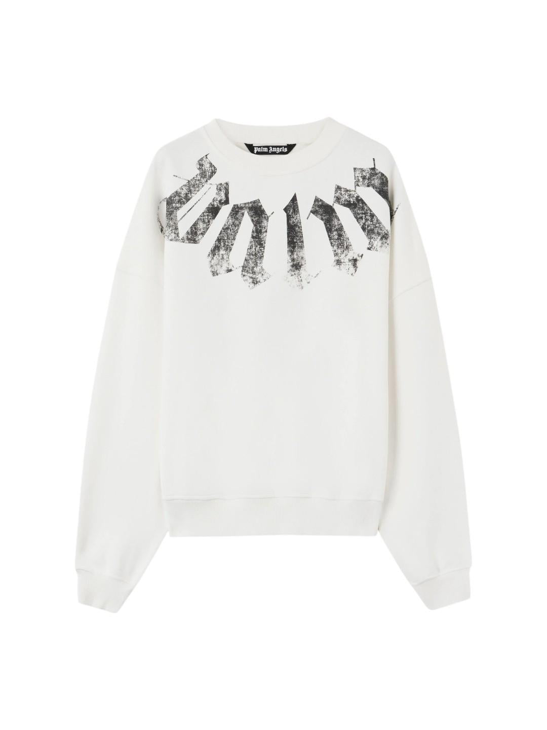 PALM ANGELS Felpa Palm Angels uomo PMBA08JS26FLE0010 310 Big Neck Logo Loose Bianco<BR/> PAMBA08JS26FLE001 0310