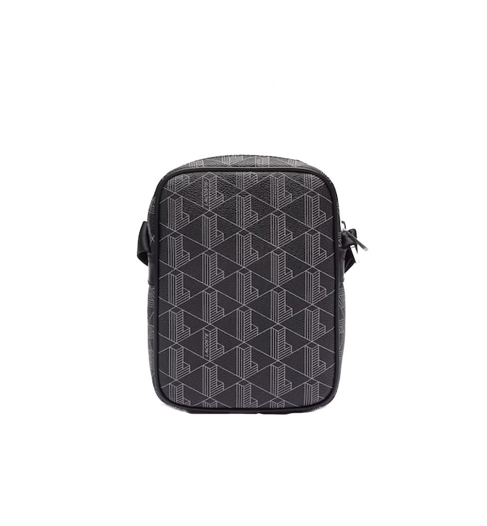 LACOSTE Borsello Lacoste uomo The Blend NH4410LX Nero canvas spalmato cinghia regolabile tasca all'interno portachiavi coccodrillo NH4410LX H45