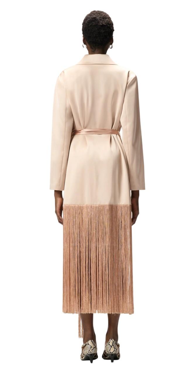 PINKO Trench Pinko donna 106431A33D Q35 Ribes in satin con frange Beige <BR/> 106431A33D Q35