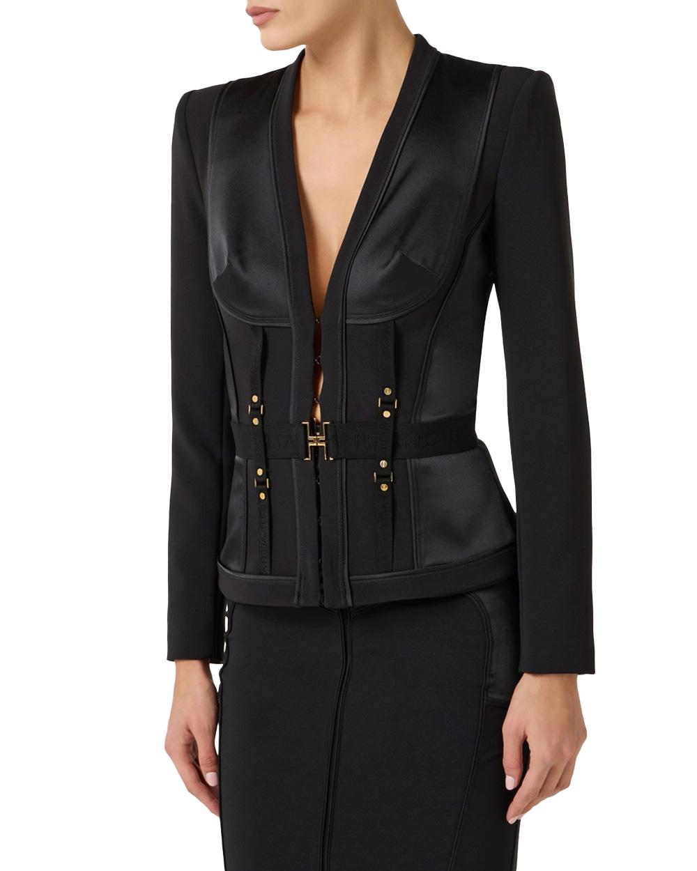 ELISABETTA FRANCHI Giacca ELISABETTA FRANCHI donna GI23362E2 Nera scollo a v bustier raso aderente GI23362E2 110