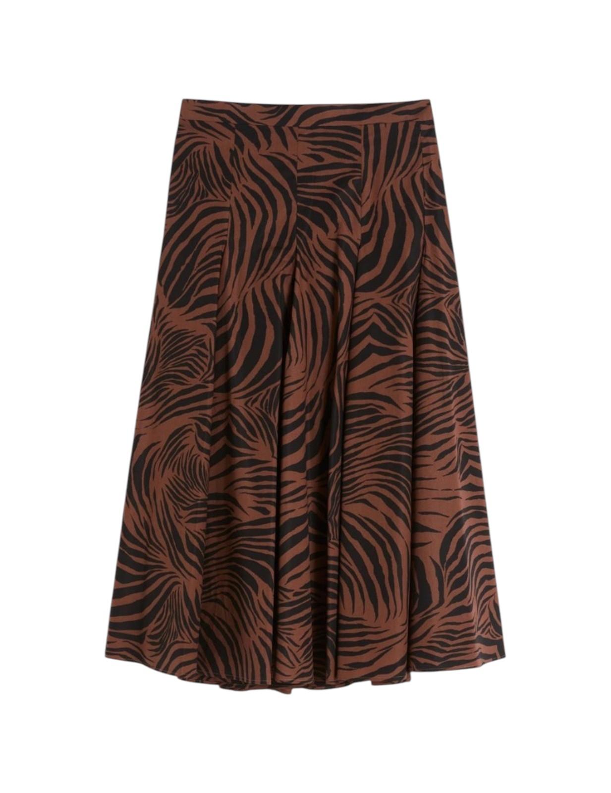 STUDIO Gonna Studio donna 2616101062600 003 Pantheon in popeline stampato Marrone<BR/> 2616101062600 003
