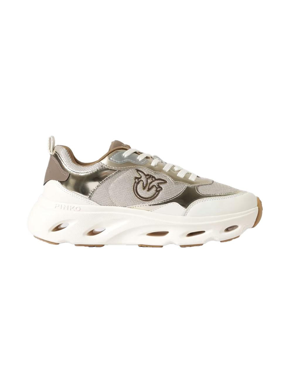 PINKO Sneakers Pinko donna SS0167P144 Pink beige mesh pelle laminata<BR/> SS0167P144 Z22