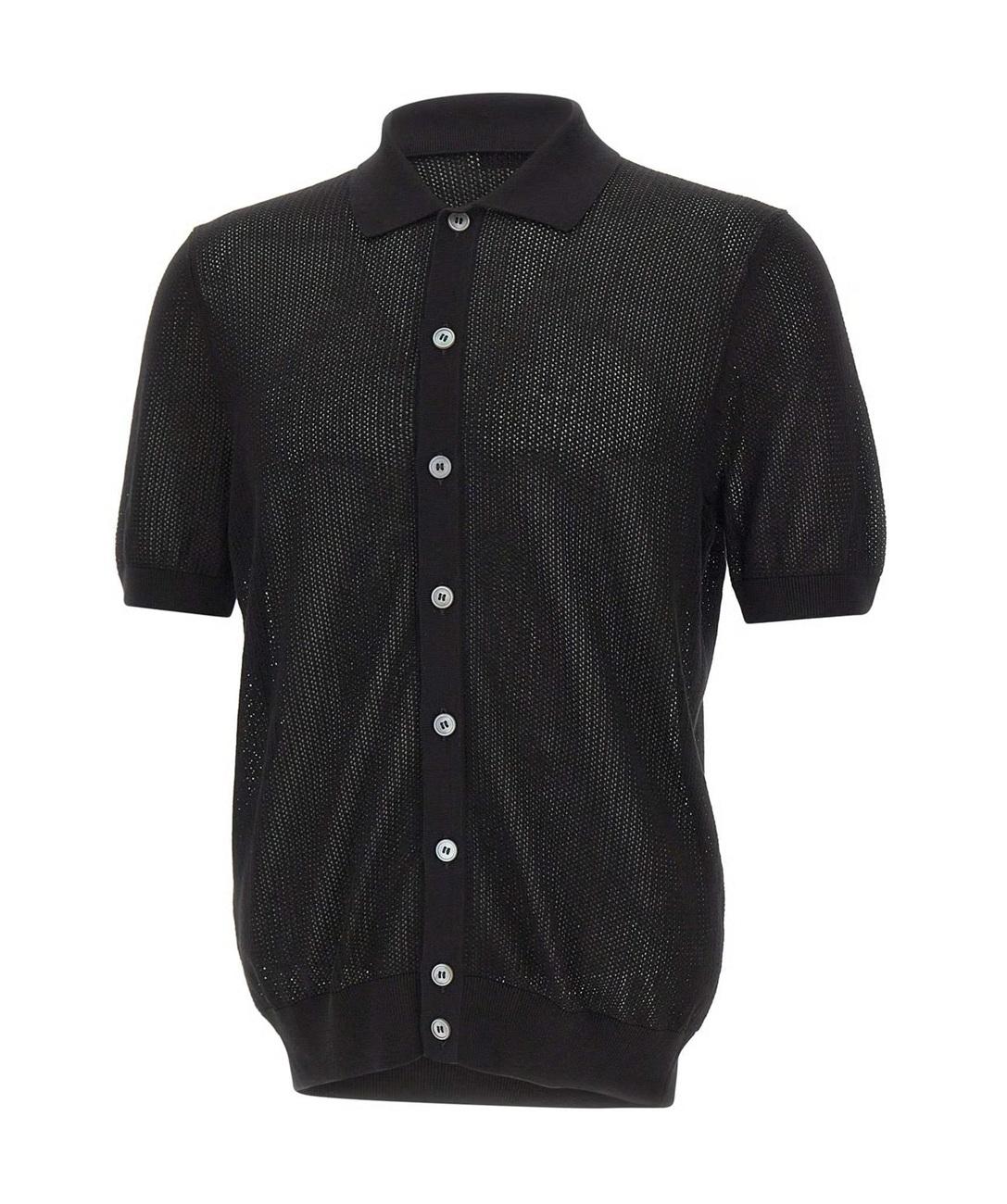 GRAN SASSO Camicia Gran Sasso uomo 5718020611 099 Fresh Cotton in maglia traforata Nero<BR/> 5718020611 099