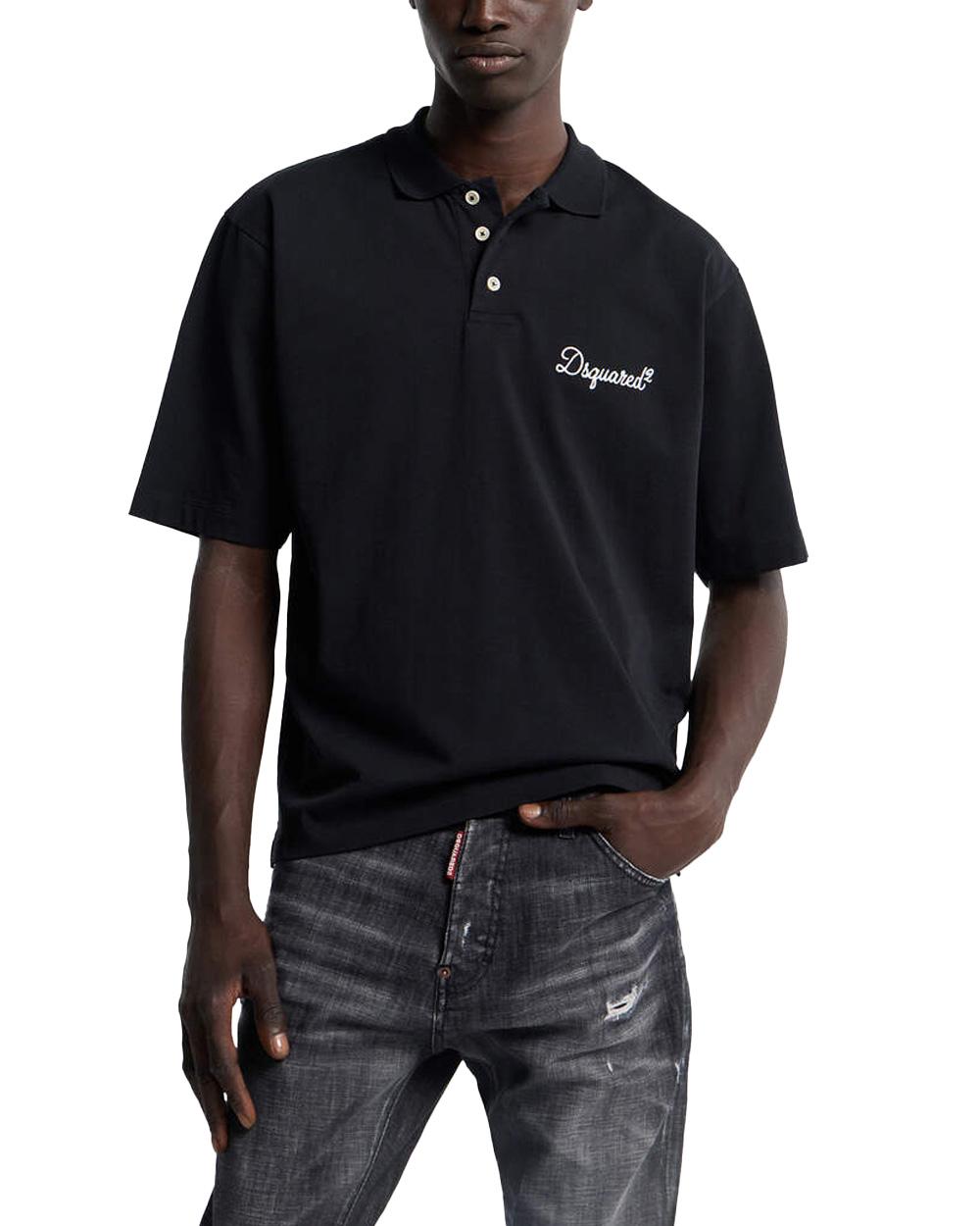 DSQUARED2 Polo DSQUARED2 uomo Tennis Fit S74GL0100D20106 Nera colletto loose bottoni logo S74GL0100D20106 900
