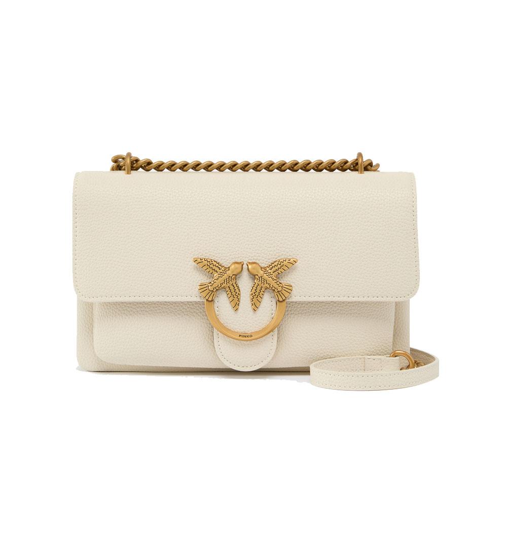 PINKO Borsa Pinko Love One soft mini bianca oro tracolla piccola love birds 104528 A29Q Z14Q