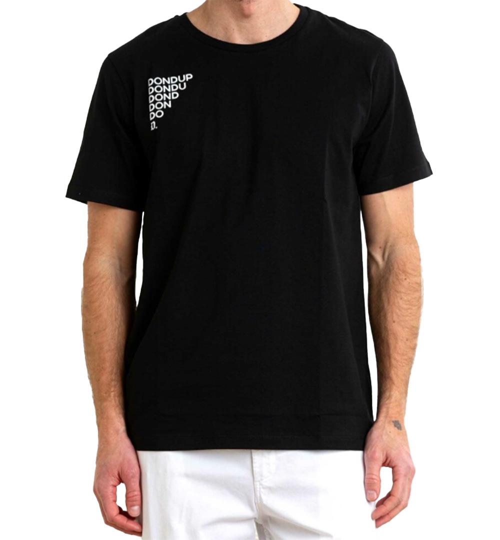 DONDUP T-shirt Dondup uomo US198JF0309UIT9 Nera girocollo regular maniche corte logo stampato sul petto cotone US198JF0309UIT9 999