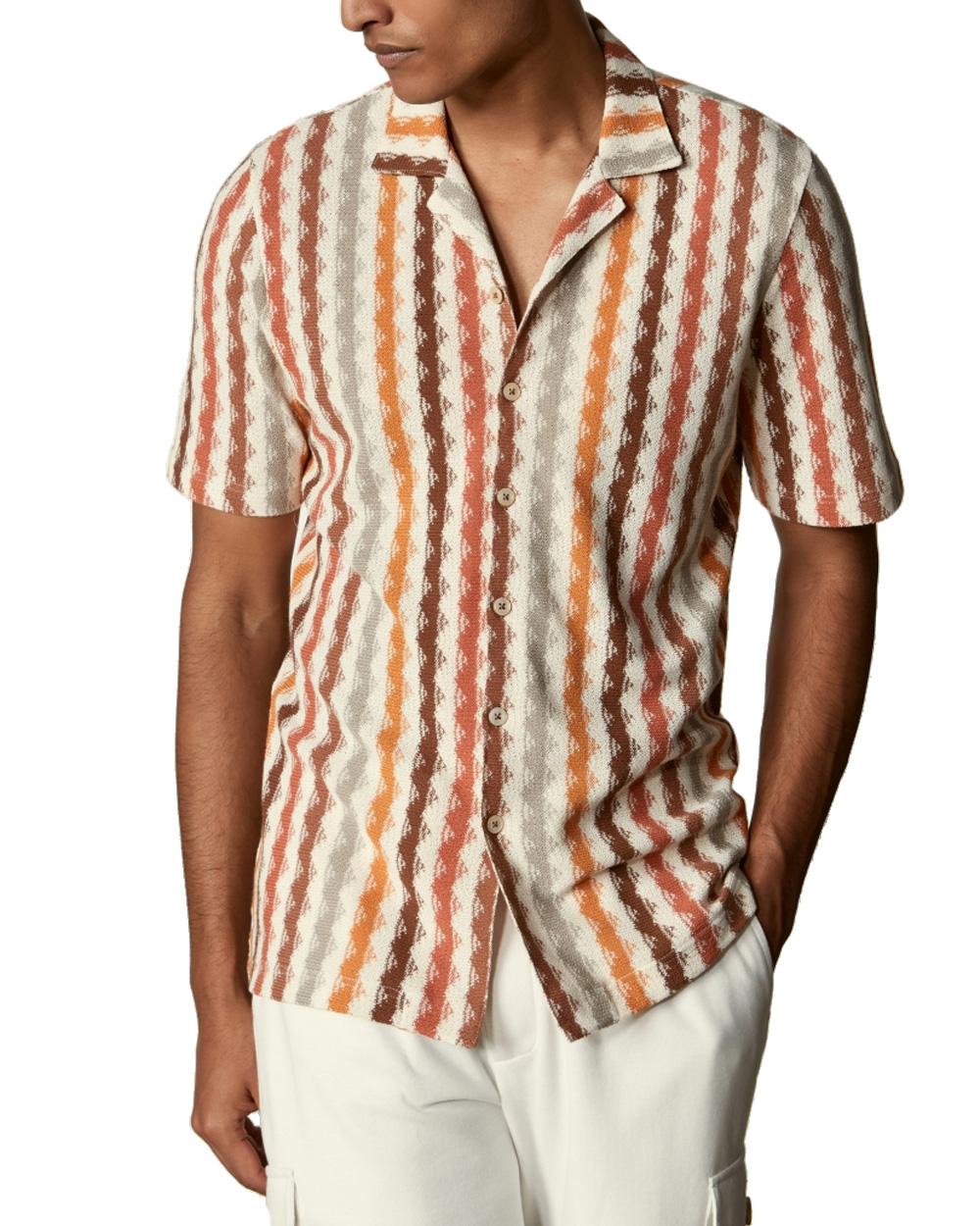 GRAN SASSO Camicia GRAN SASSO uomo 6019965100 Fantasia cotone maniche corte etnica 6019965100 350