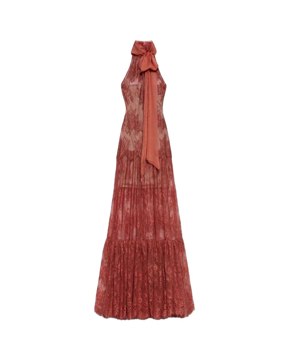 ANIYE BY Abito ANIYE BY NOA donna 185033 Pesca pizzo ricami floreali chiffon scollo americana 185033 02478