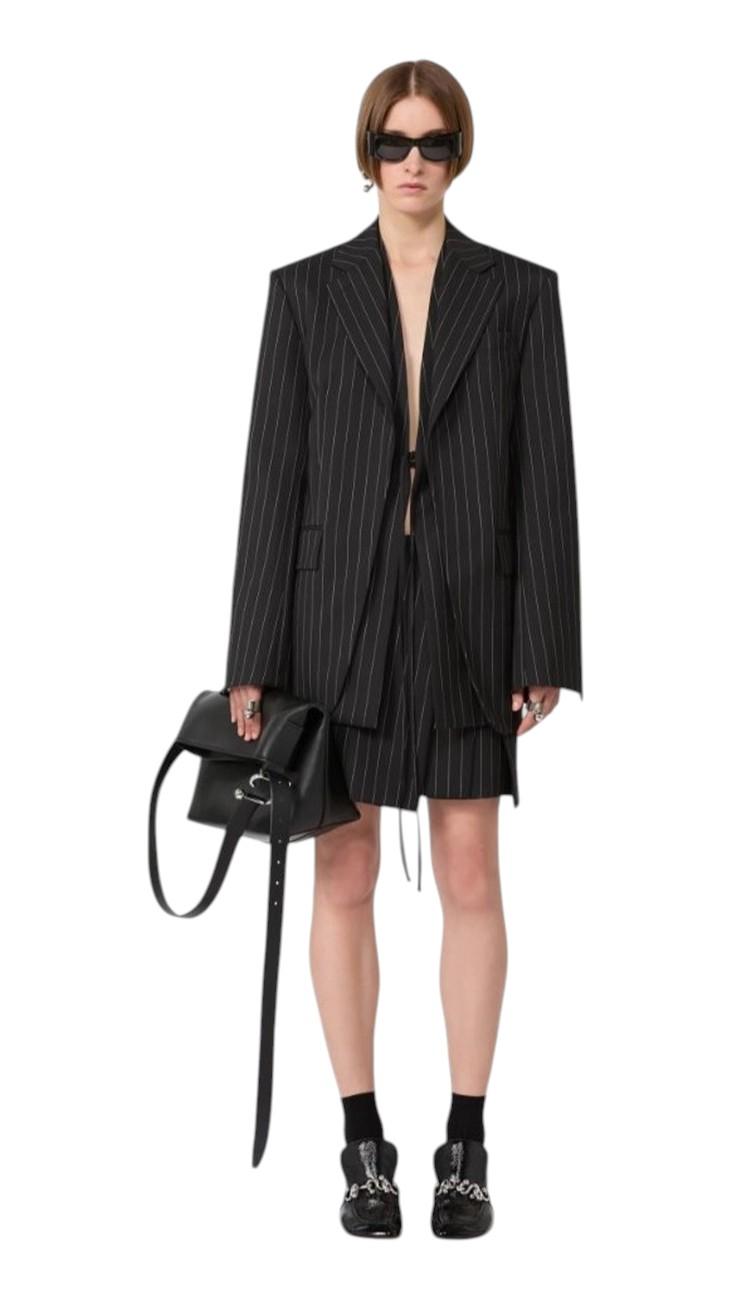 SPORTMAX Giacca Sportmax donna 2612041051600 004 Divina in gabardina gessata Nero<BR/> 2612041051600 004