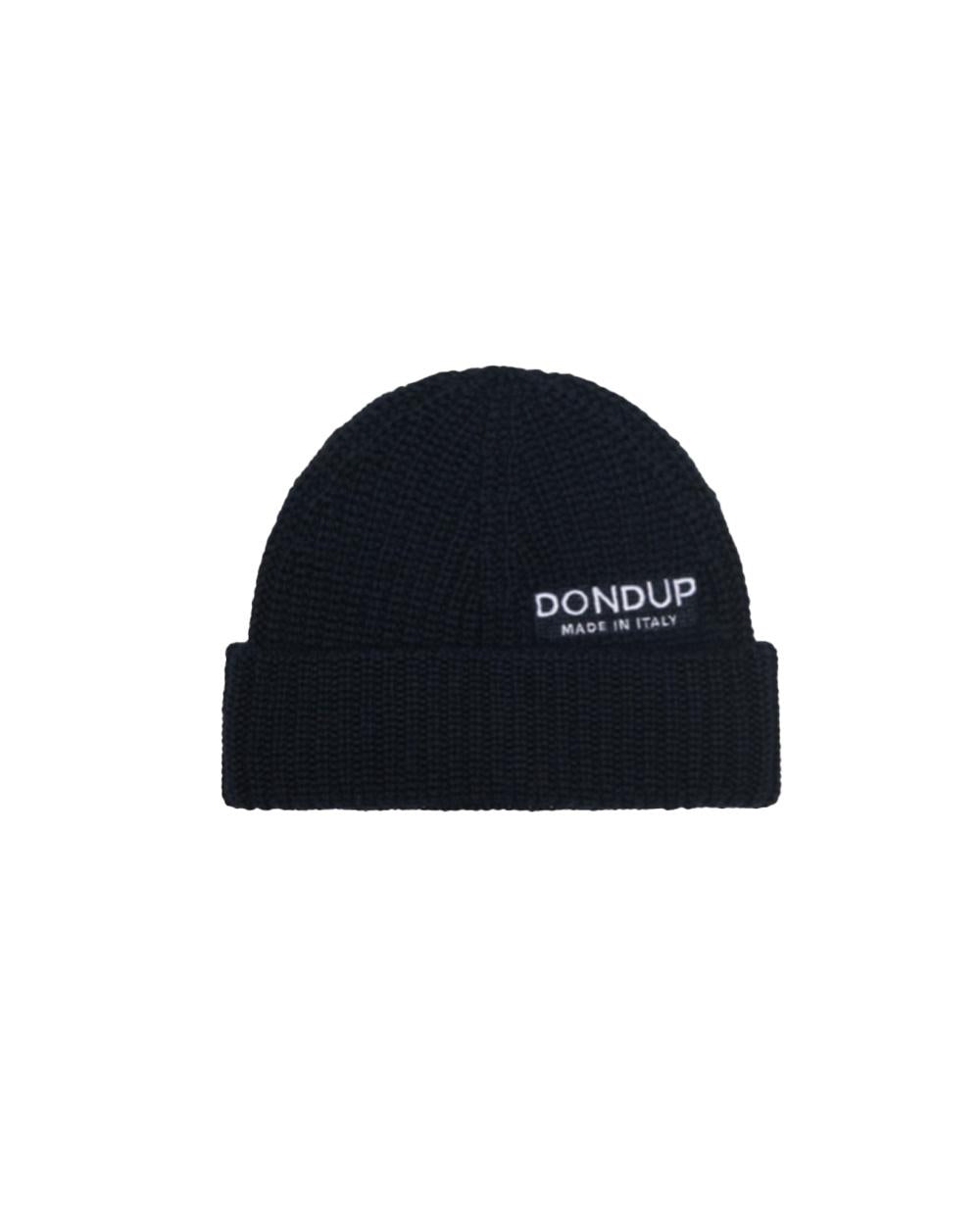 DONDUP Cappello DONDUP uomo UQ065Y00474ULR6 Blu lana tecnica a costa logo UQ065Y00474ULR6 890