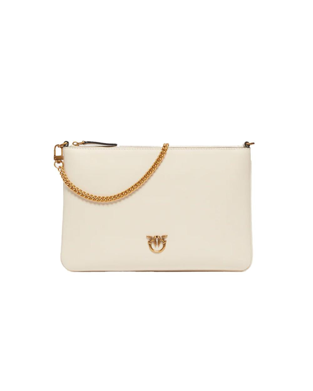 PINKO Borsa PINKO donna FLAT CLASSIC 100455A0F1 Bianco chiusura zip pelle tracolla 100455A0F1 Z14Q