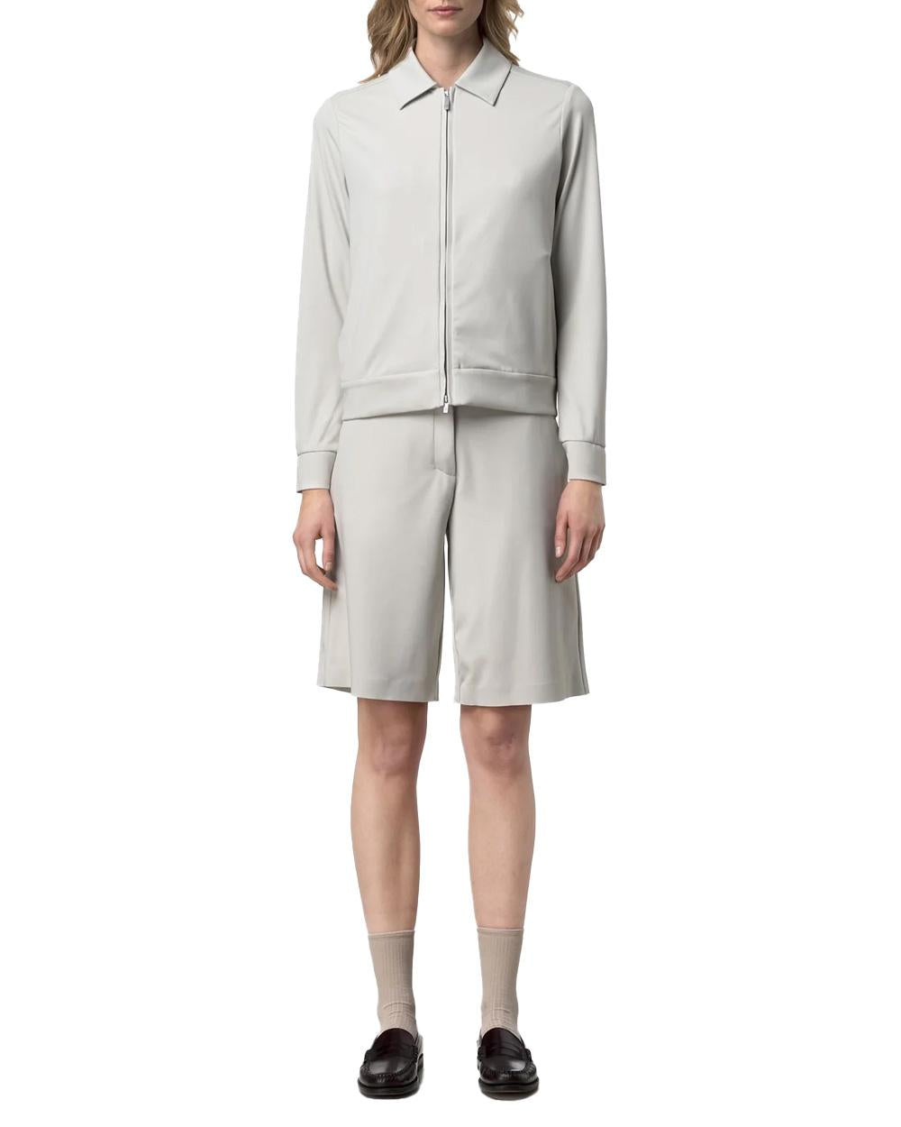 K-WAY Felpa K-WAY donna K21478W ISY SL SPACER Beige colletto camicia zip tasche tessuto spacer<BR/> K21478W 634