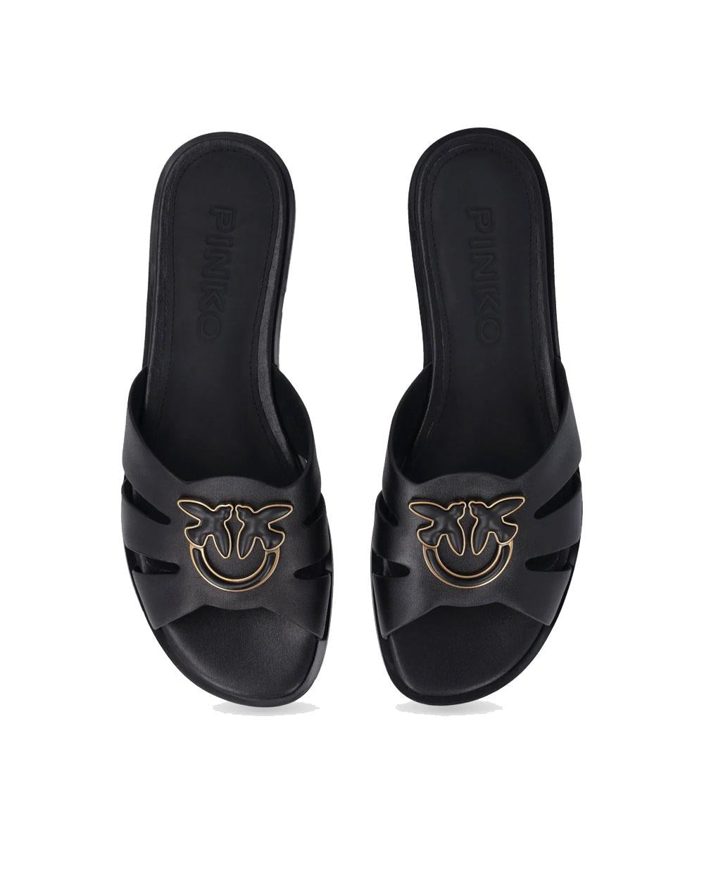 PINKO Ciabatte Pinko donna SD0463P001 Milly nere pelle logo Love Birds <BR/><BR/> SD0463P001 Z99