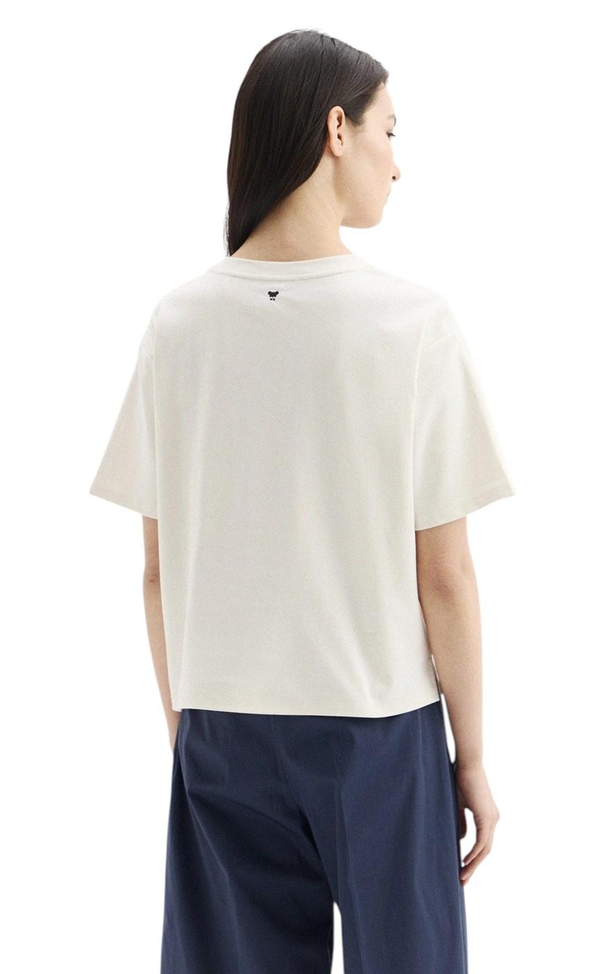 WEEKEND T-shirt Weekend donna 2615941112600 003 Sabato a punto interlock con ricami fiori Blu Bianco<BR/> 2615941112600 003