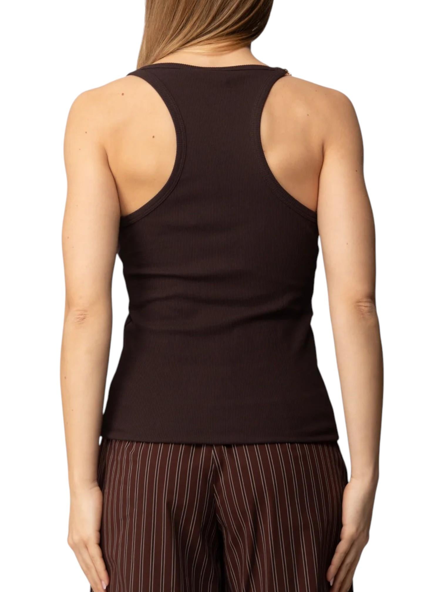PINKO Canotta Pinko donna 106633A32C M28 Charlene Catena smanicata con catena Marrone scuro<BR/> 106633A32C M28