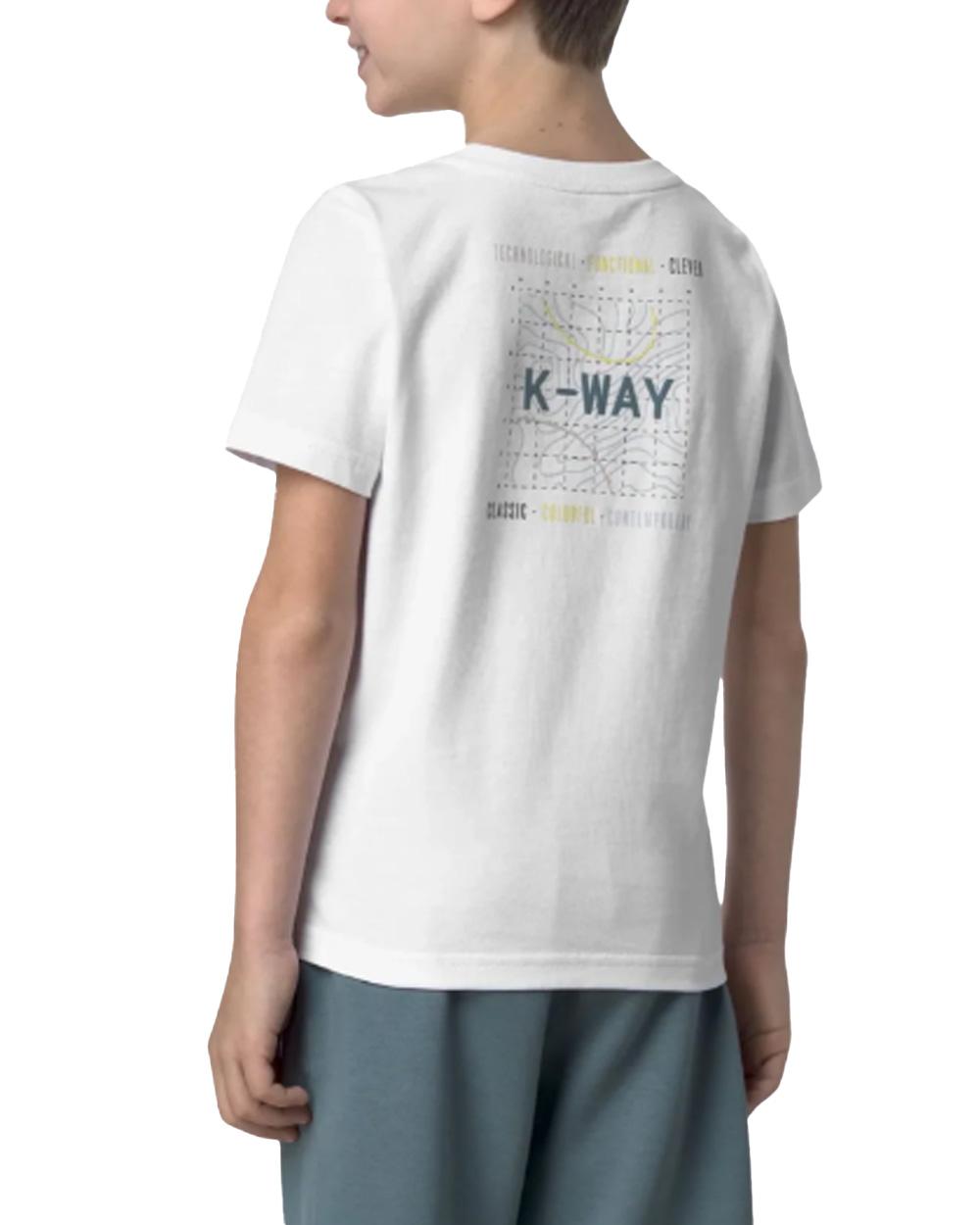K-WAY T-shirt K-WAY bambino K21457W P. Odom Jersey Bianca jersey cotone girocollo costine logo K21457W 001