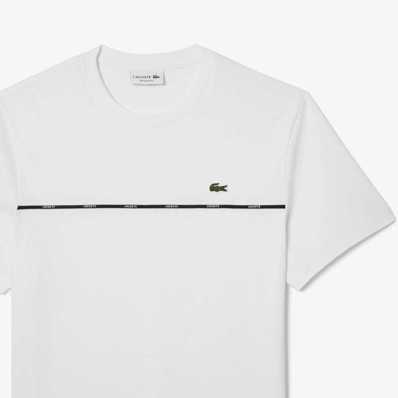 LACOSTE T-shirt Lacoste uomo TH9842 001 bianco con profilo logato TH9842 001