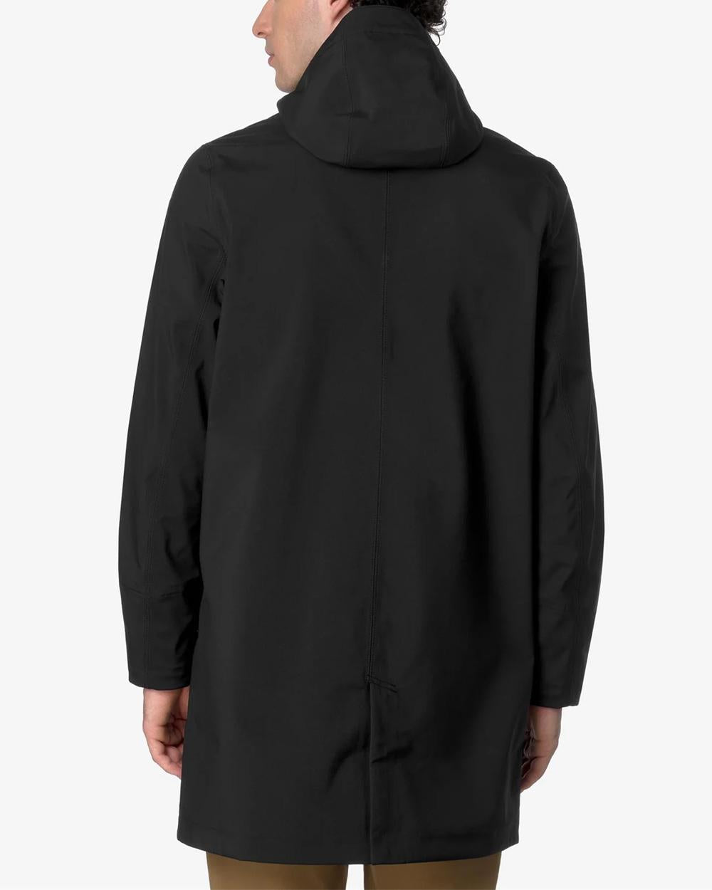 K-WAY Giubbino K-WAY uomo THOMAS BONDED K7126WW Nero taglio lungo linea slim tessuto a tre strati cappuccio regolabile chiusura con zip K7126WW A3C