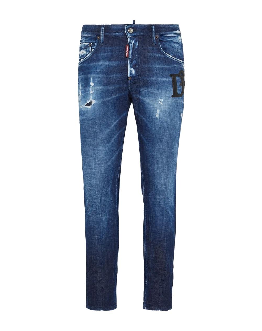 DSQUARED2 Jeans Dsquared2 uomo S74LB1721D30010470 blu scuro con patch pelle S74LB1721D30010 470