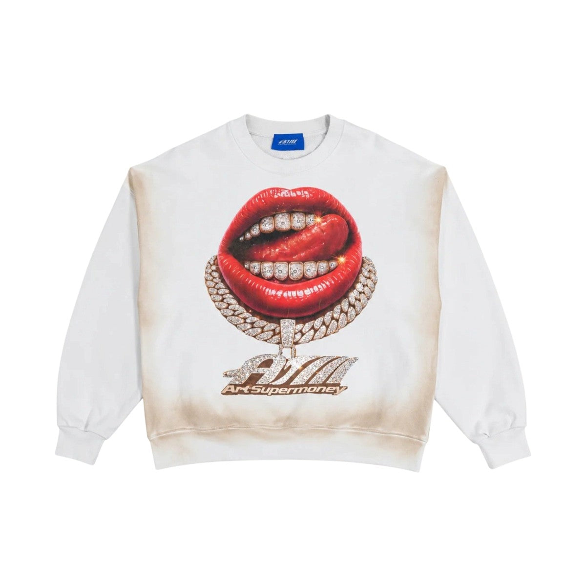 ARTSUPERMONEY Felpa ArtSuperMoney uomo SH102 100 Grillz Crew Neck Bianco SH102 100 
