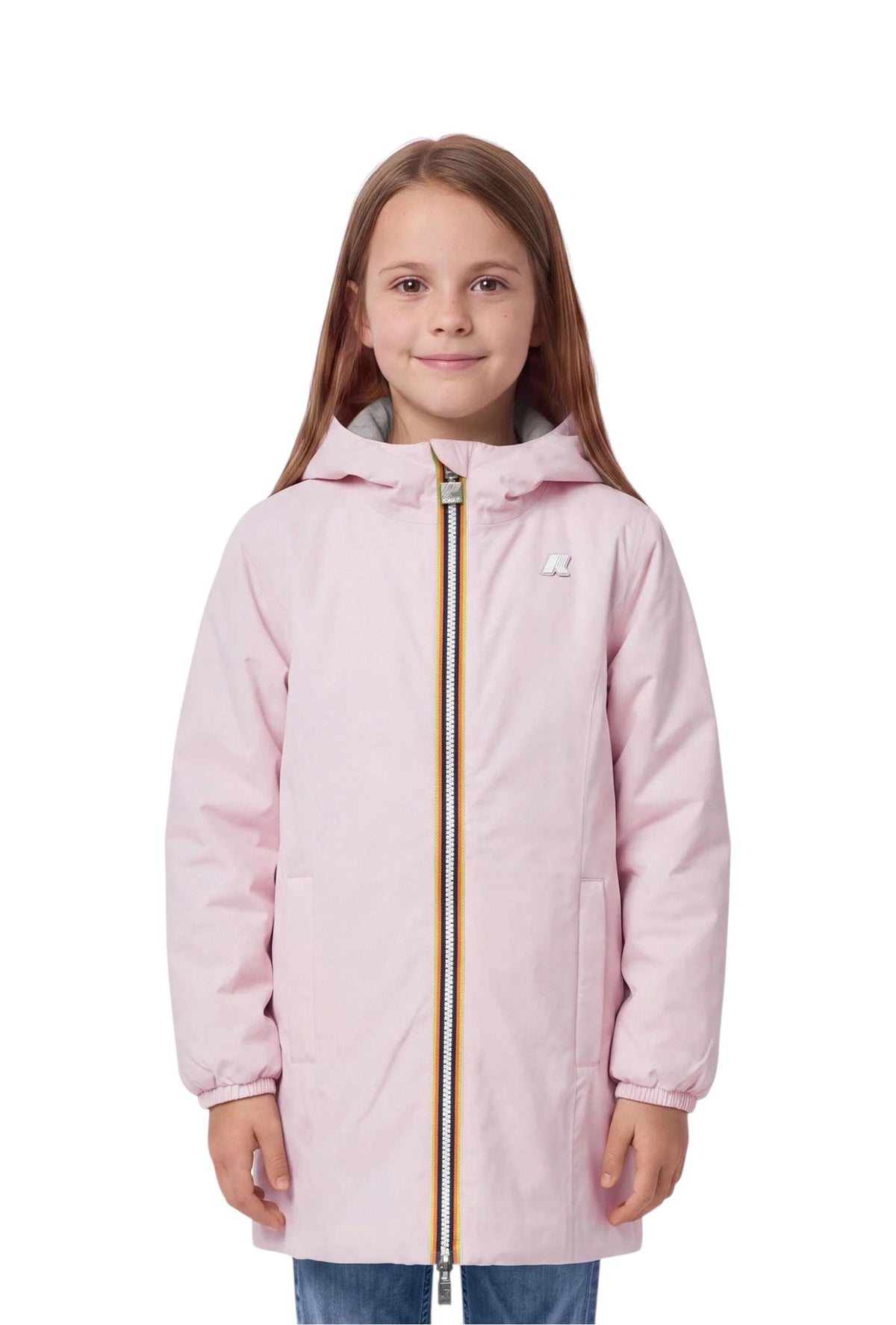 K-WAY Giubbino K-Way bambina K11517W DA4 Denise St Warm Double Rosa Grigio K11517W DA4468Y 