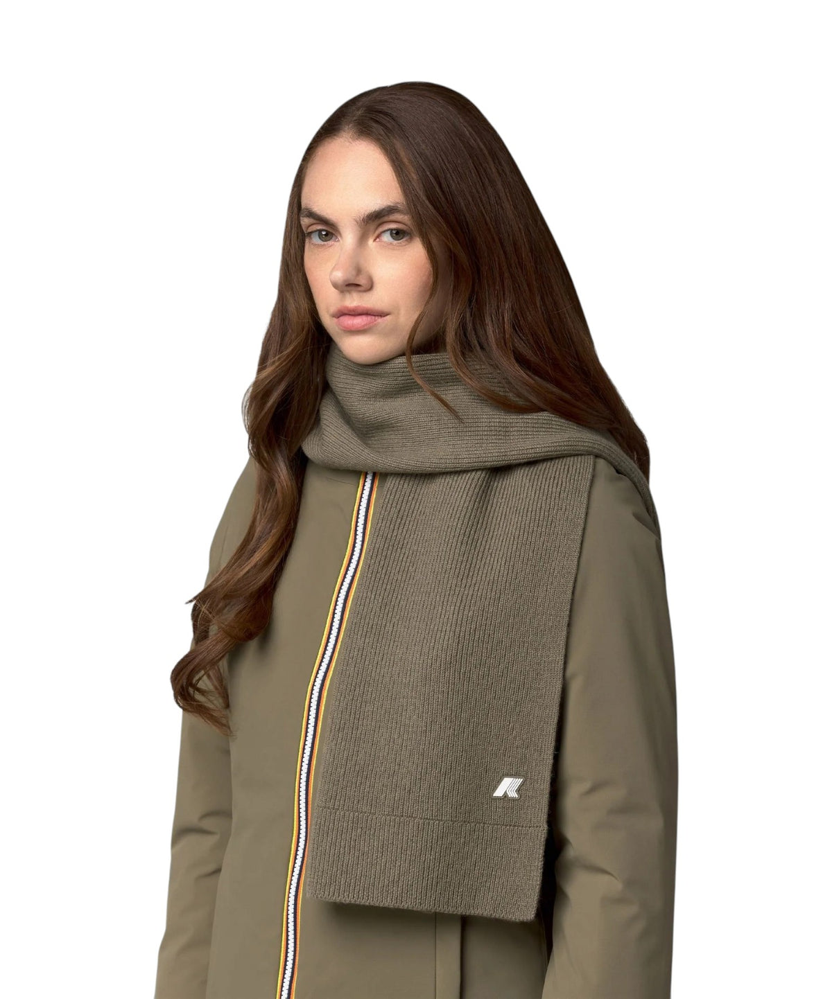 K-WAY Sciarpa K-Way donna K4136FW XBE Etienne Cardigan Stitch Wool Verde militare K4136FW XBE 