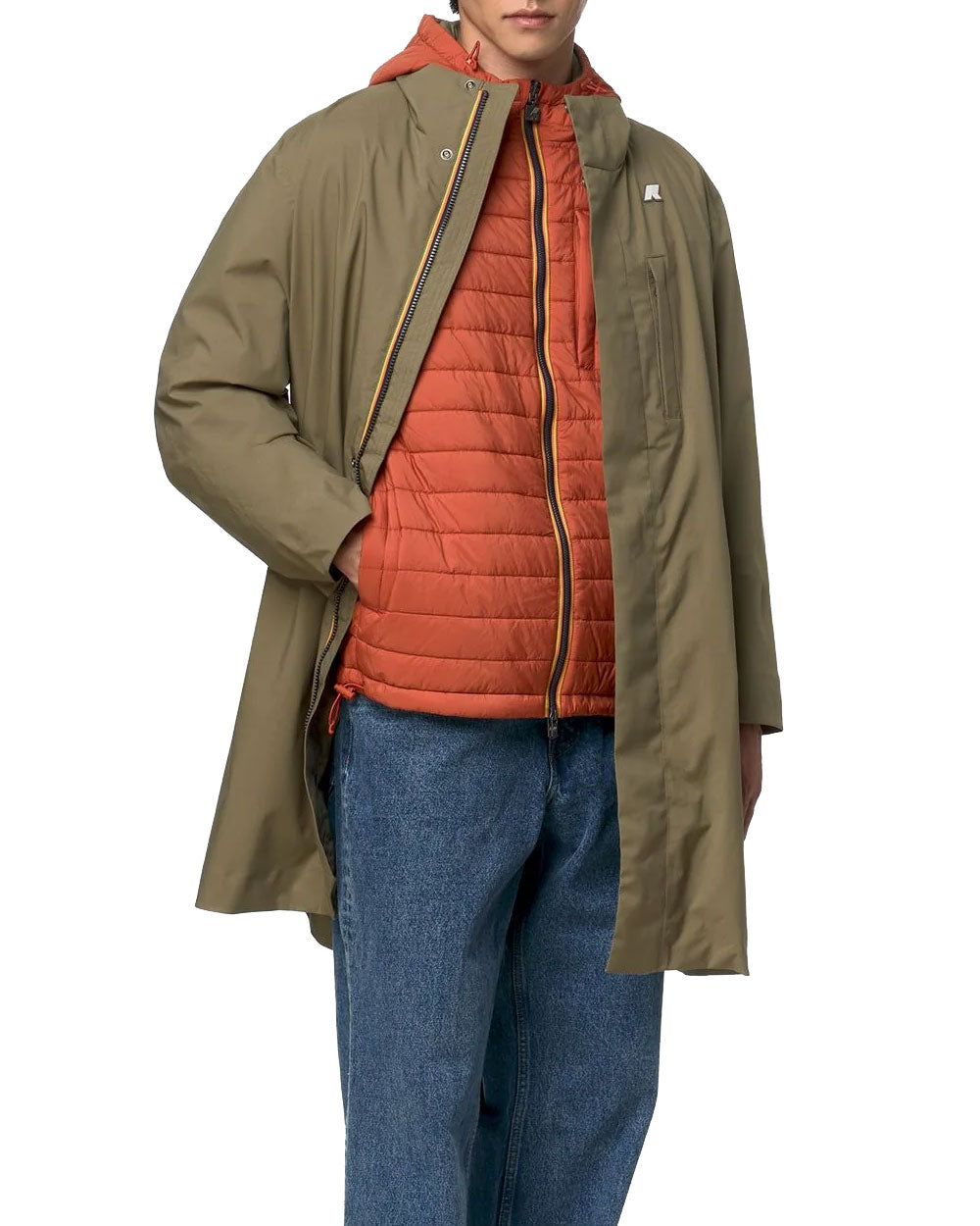 K-WAY Giubbino K-Way uomo K5134RW Duke 3In1 verde arancio<BR/> K5134RW D0E 