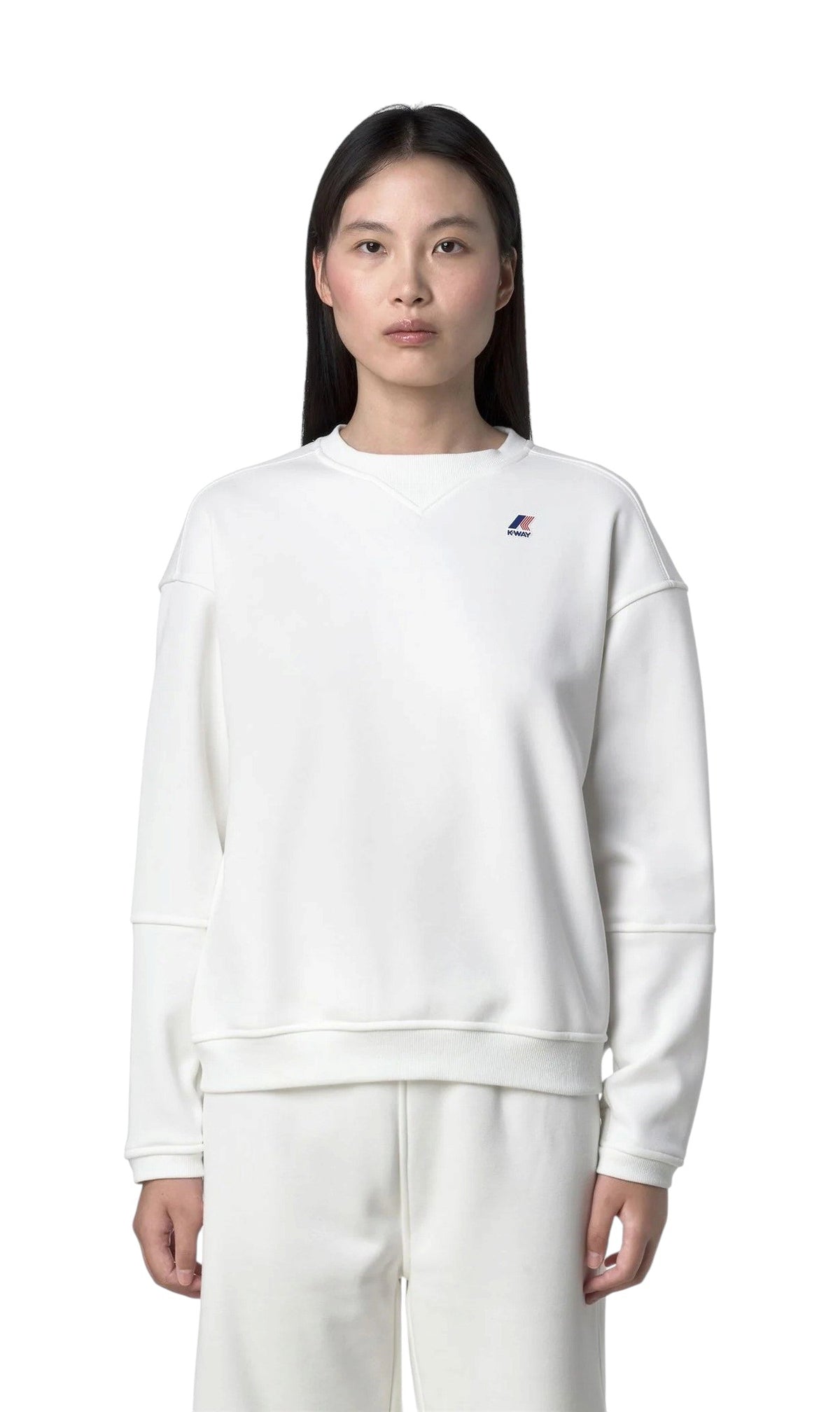 K-WAY Felpa K-Way donna K6127MW 490 Noella Brushed Pc Bianco K6127MW 490 