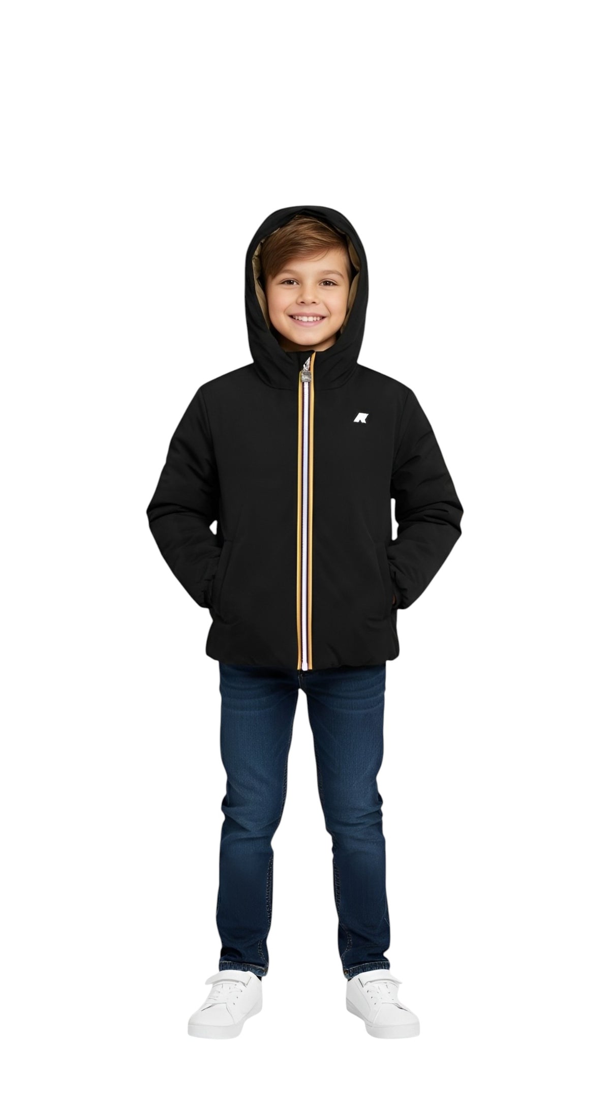 K-WAY Giubbino K-Way bambino K71337W DBZ Jack St Warm Double Nero Verde K71337W DBZ 