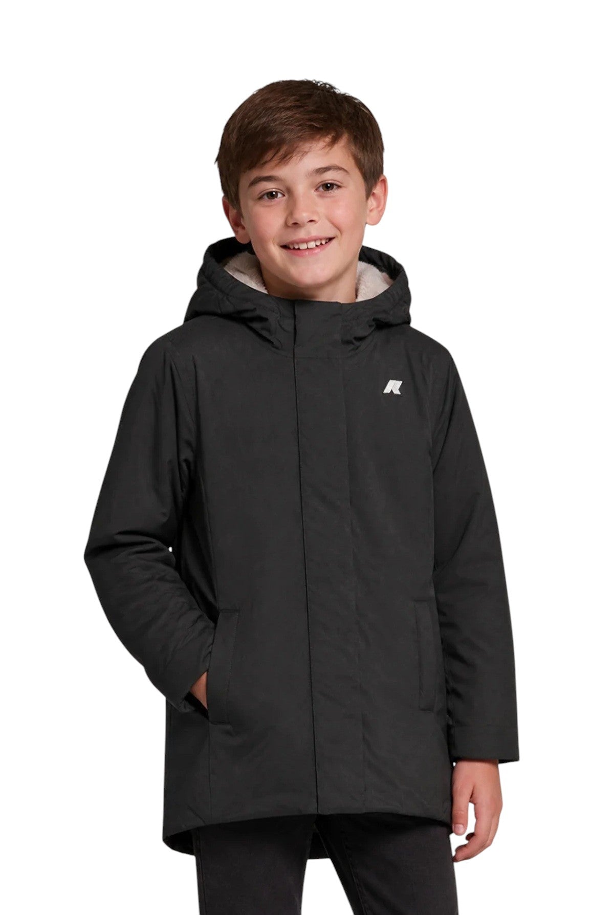K-WAY Giubbino K-Way bambino K7151SW DCB Denise Twill Soft Beaver Nero Grigio K7151SW DCB 