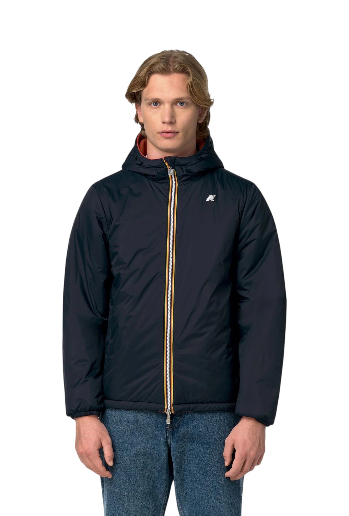 K-WAY Giubbino K-Way uomo K8142YW D0B Jack Spacer Nylon Double Arancio Blu K8142YW D0B 