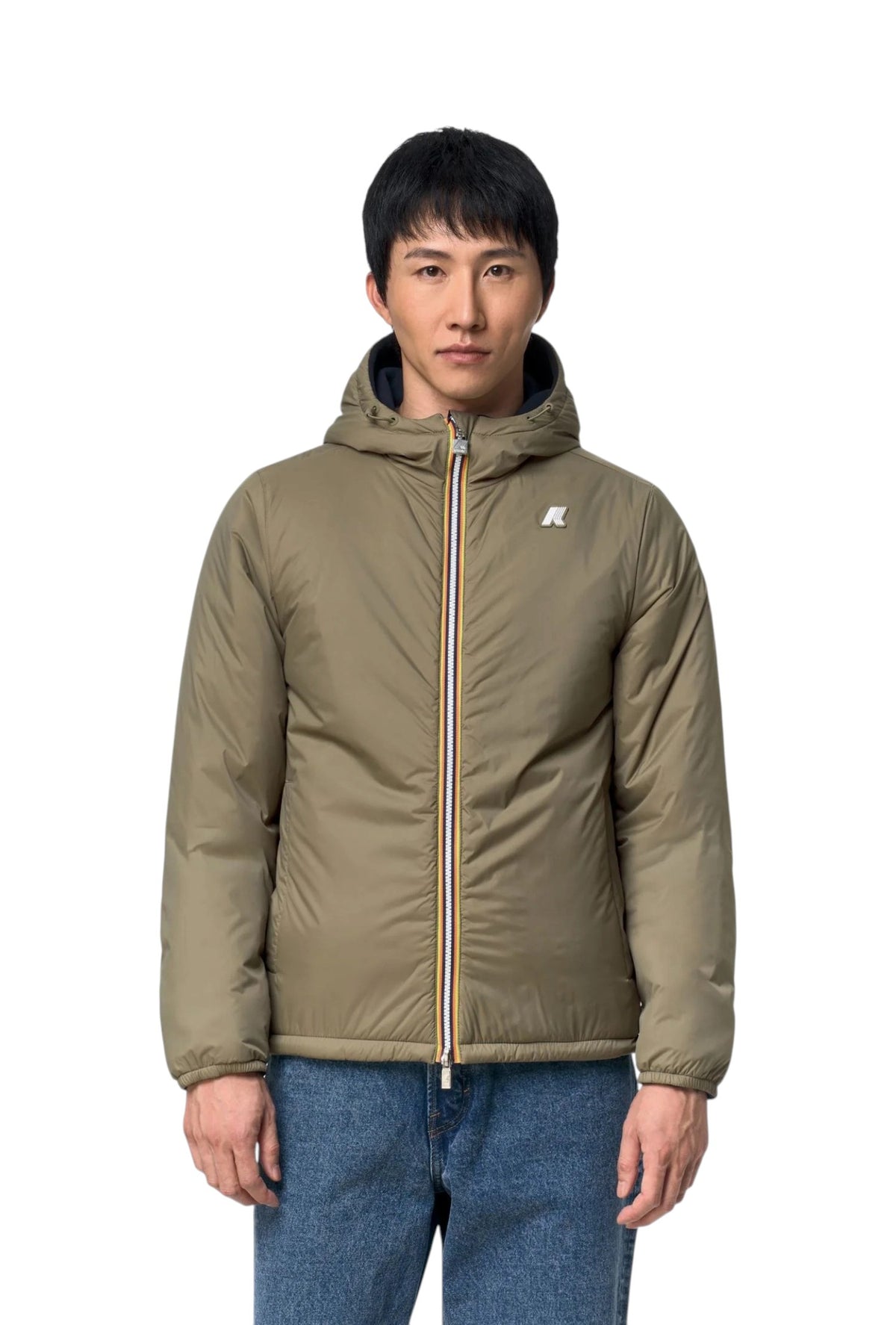 K-WAY Giubbino K-Way uomo K8142YW D0C Jack Spacer Nylon Double Blu Verde K8142YW D0C 