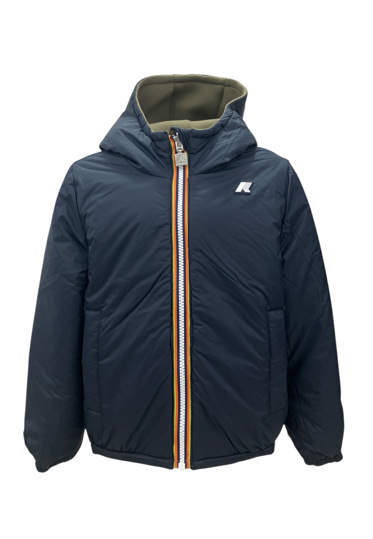 K-WAY Giubbino K-Way bambino K8161BW D07 16A Jack Spacer Nylon Double Verde Blu K8161BW D0716Y 