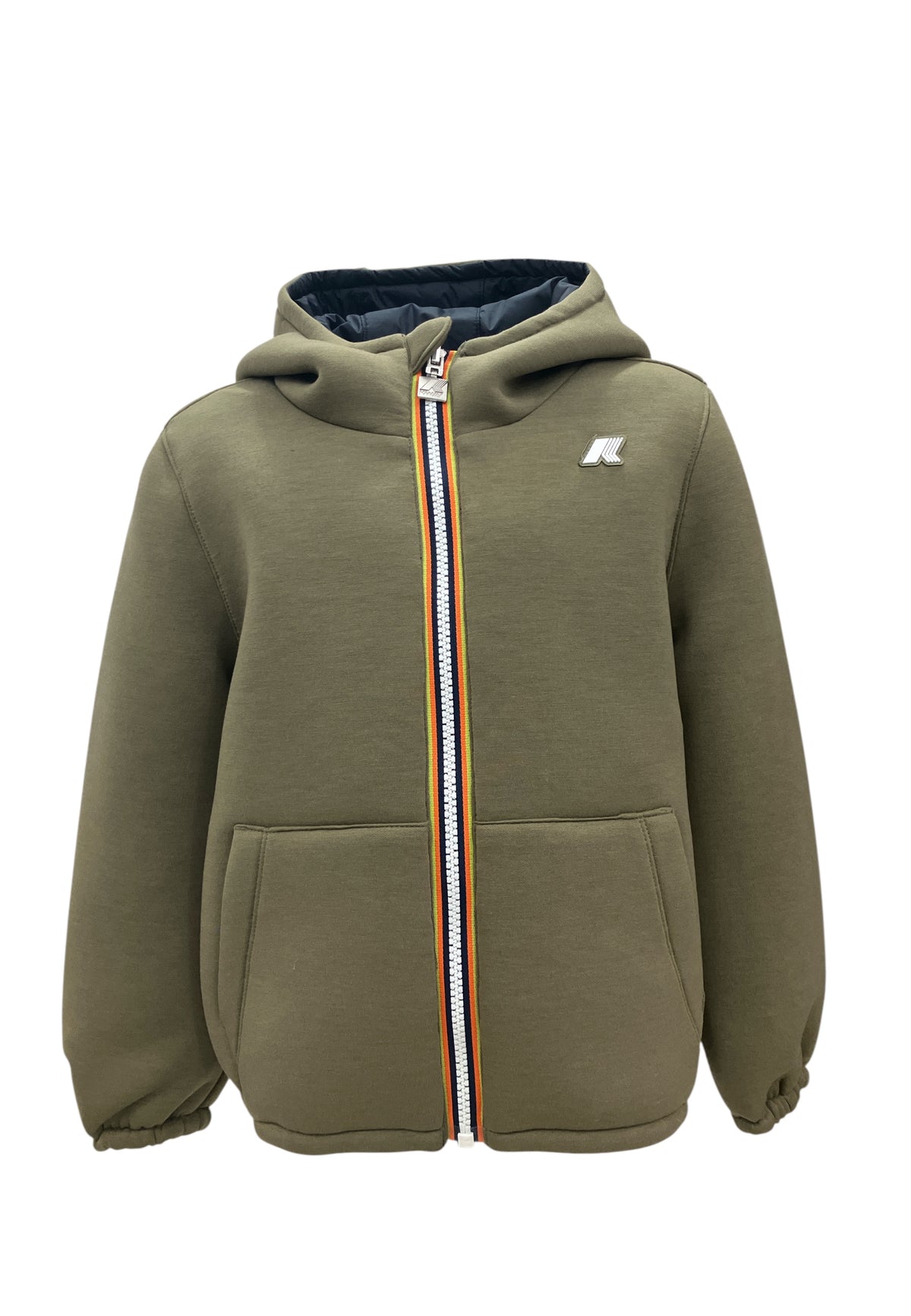K-WAY Giubbino K-Way bambino K8161BW D07 468A Jack Spacer Nylon Double Verde Blu<BR/> K8161BW D07468A 