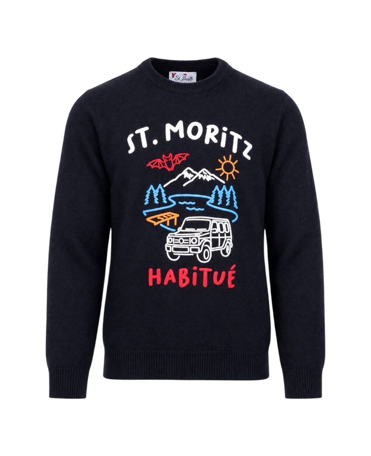 MC2 SAINT BARTH Maglia MC2 Saint Barth uomo HER0001 01363M00 Heron St. Moritz Draw Habituè Nero HER000101363M 00 