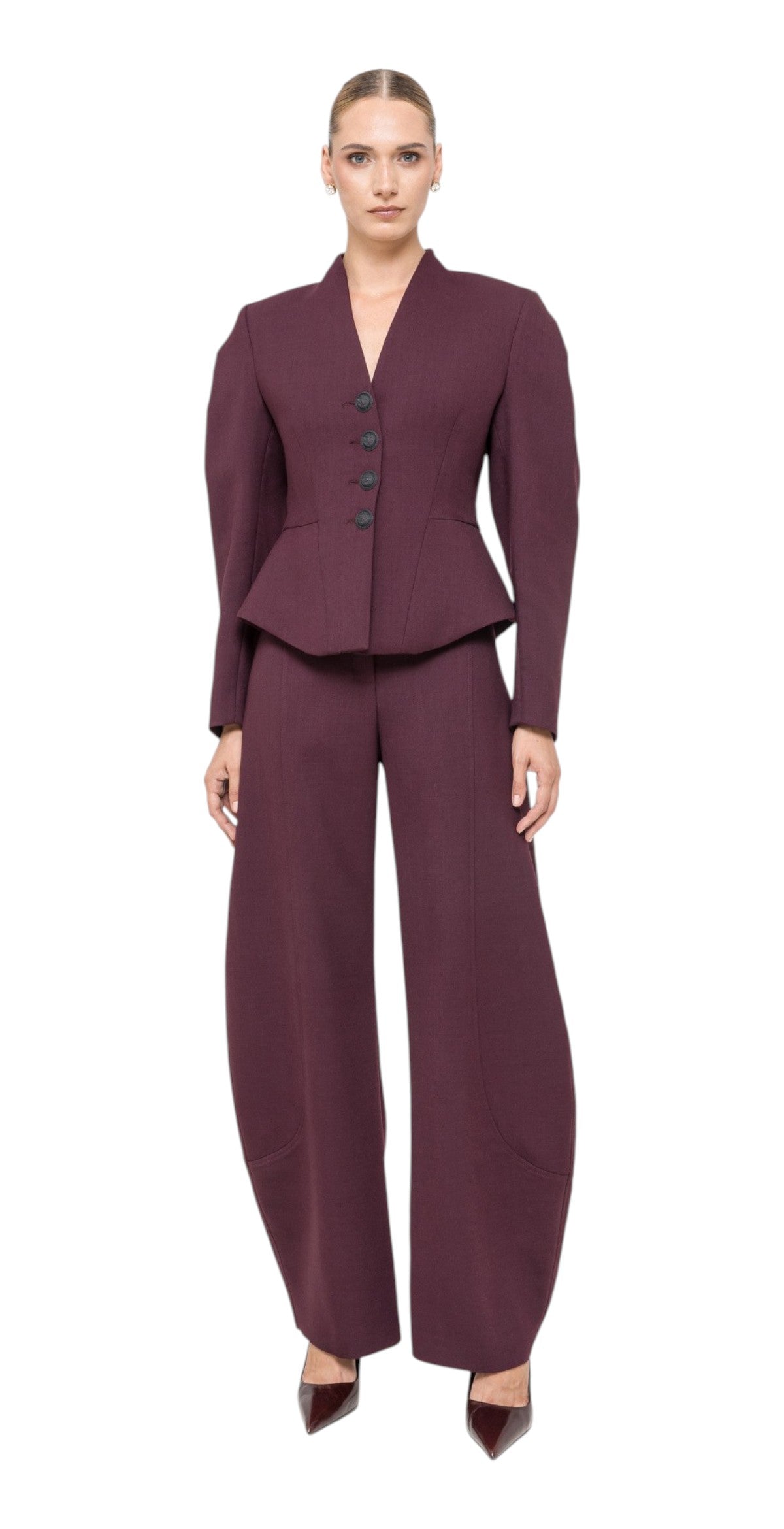 NISSA Giacca Nissa donna J16772 5 sartoriale in misto lana Bordeaux J16772 5 