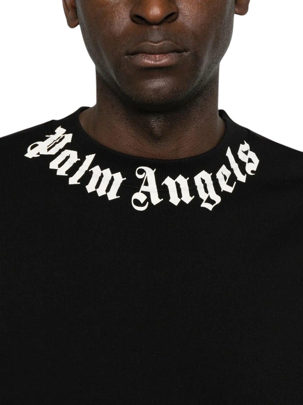 PALM ANGELS Felpa PALM ANGELS uomo Neck Logo PAMBA003FL001 1003 Nero PAMBA003FL001 1003 