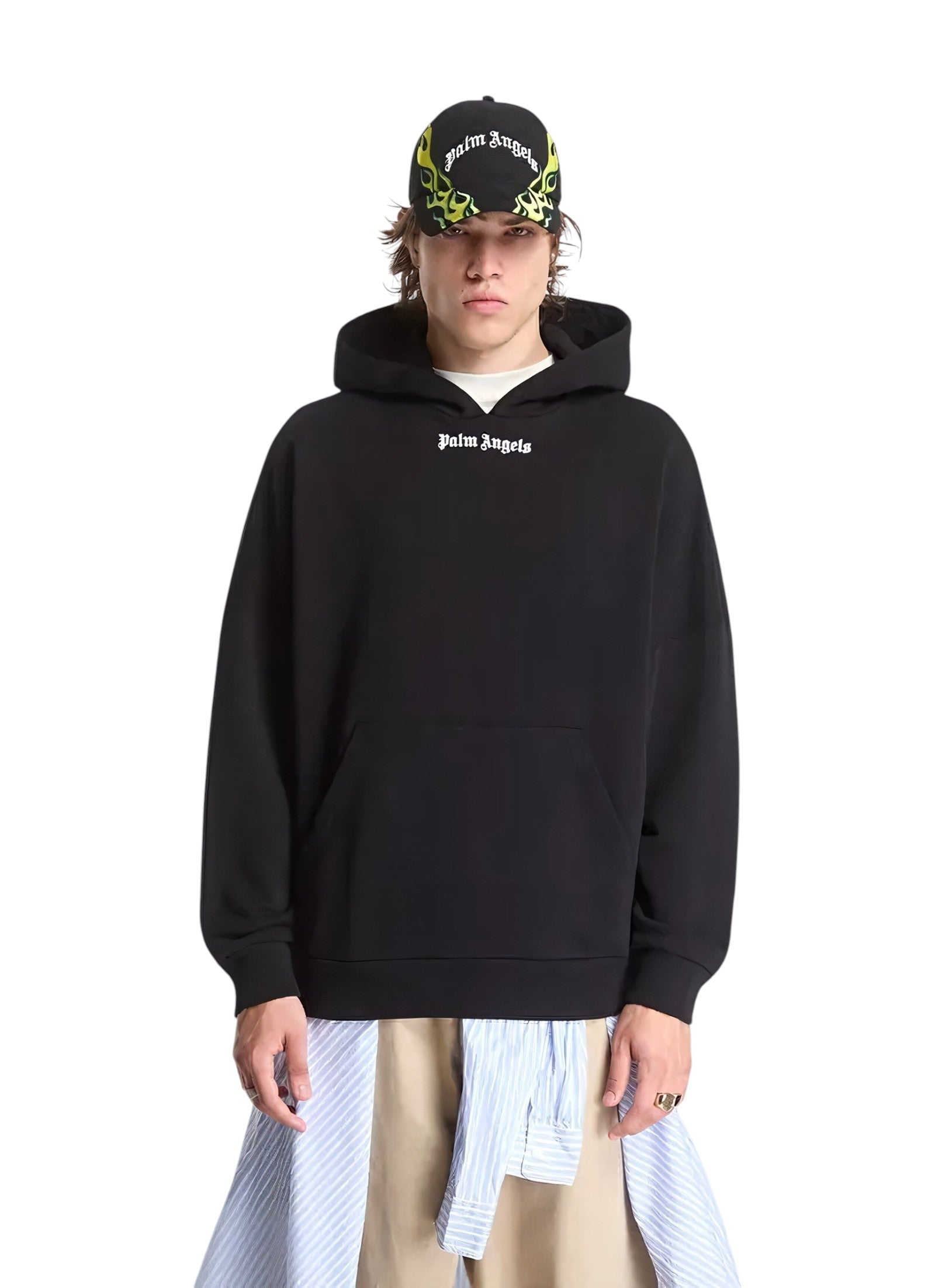 PALM ANGELS Felpa PALM ANGELS uomo Classic Logo Over Hoodie PAMBB002FL001 1003 Nero PAMBB002FL001 1003 