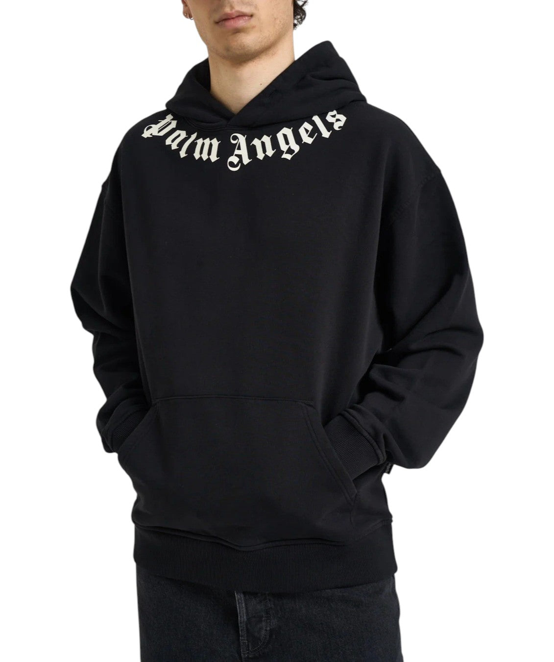 PALM ANGELS Felpa PALM ANGELS uomo Neck Logo Regular Hoodie PAMBB003FL001 Nero PAMBB003FL001 1003 