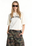 T-shirt PALM ANGELS donna Curved Logo Boxy Tee PAWAA003JR001 0310 Bianco