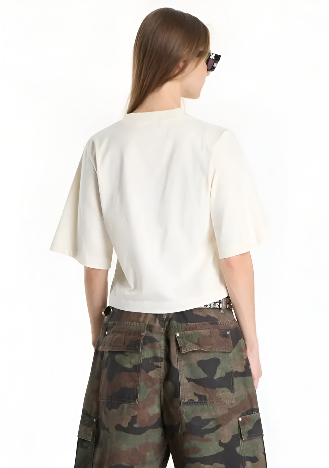 PALM ANGELS T-shirt PALM ANGELS donna Curved Logo Boxy Tee PAWAA003JR001 0310 Bianco PAWAA003JR001 0310 