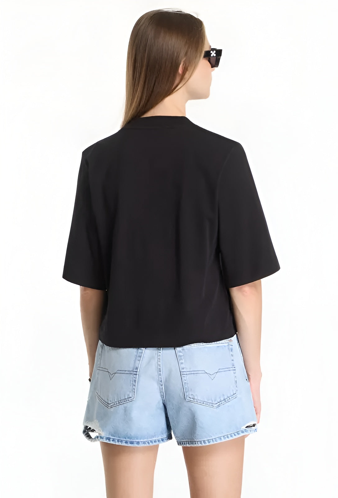PALM ANGELS T-shirt PALM ANGELS donna Curved Logo Boxy Tee PAWAA003JR001 1003 Nero PAWAA003JR001 1003 