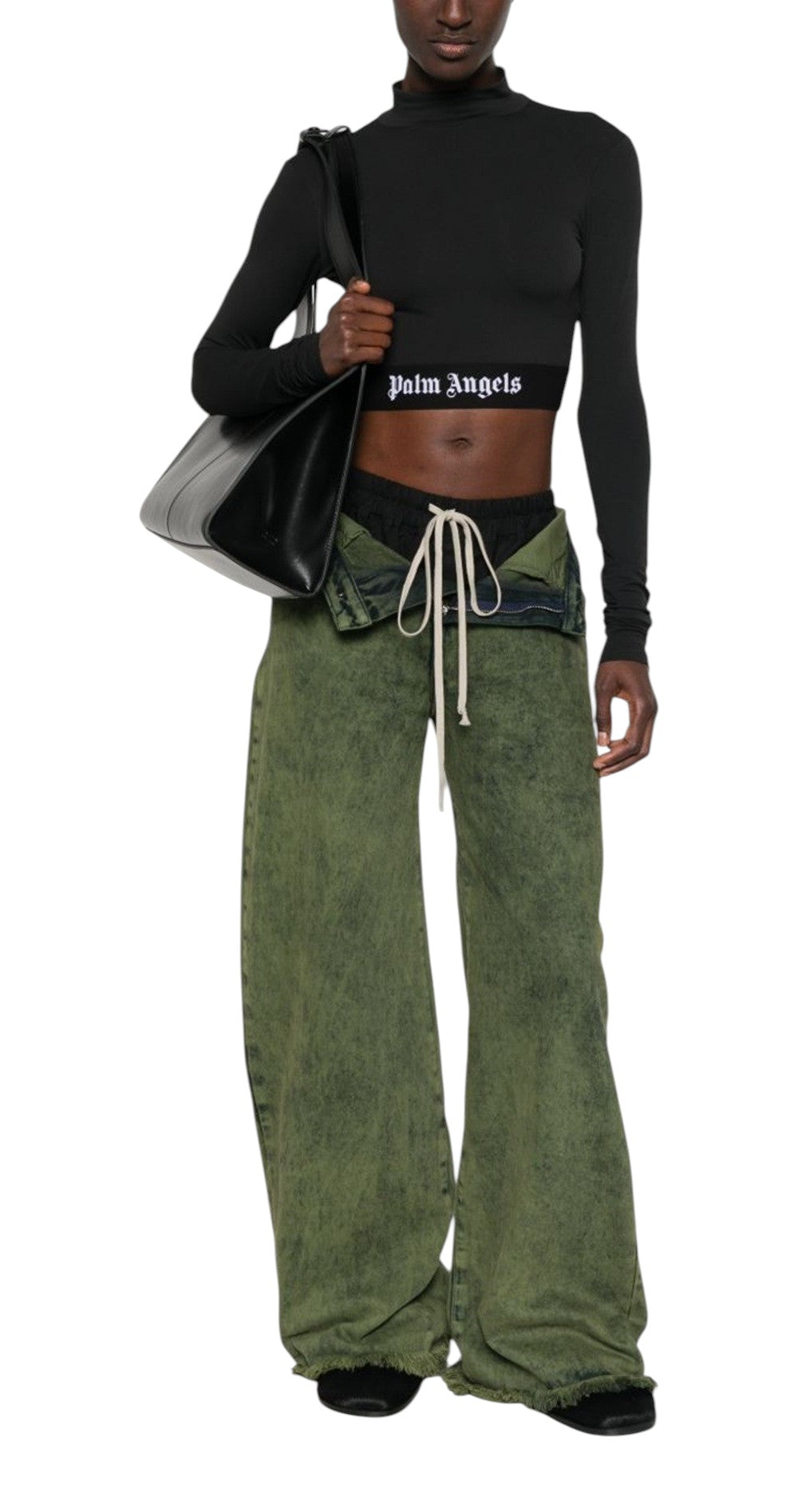 PALM ANGELS Top dolcevita PALM ANGELS donna Logo Jersey Cropped PWAA023S21JER001 1001 Nero PAWVO05FB01 1010 