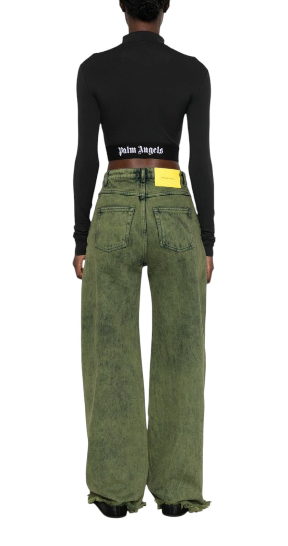 PALM ANGELS Top dolcevita PALM ANGELS donna Logo Jersey Cropped PWAA023S21JER001 1001 Nero PAWVO05FB01 1010 