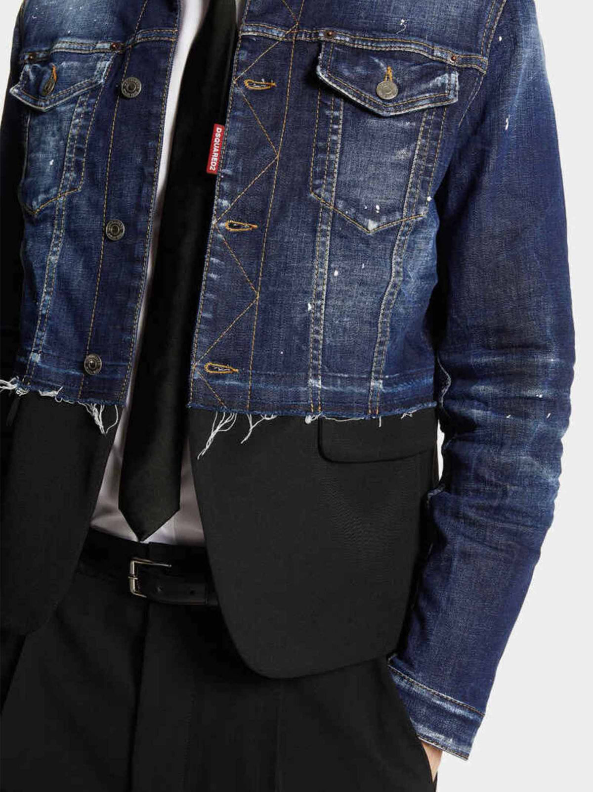 DSQUARED2 Medium White and Blue Spots Denim Jacket S74AM1513S30664 470 
