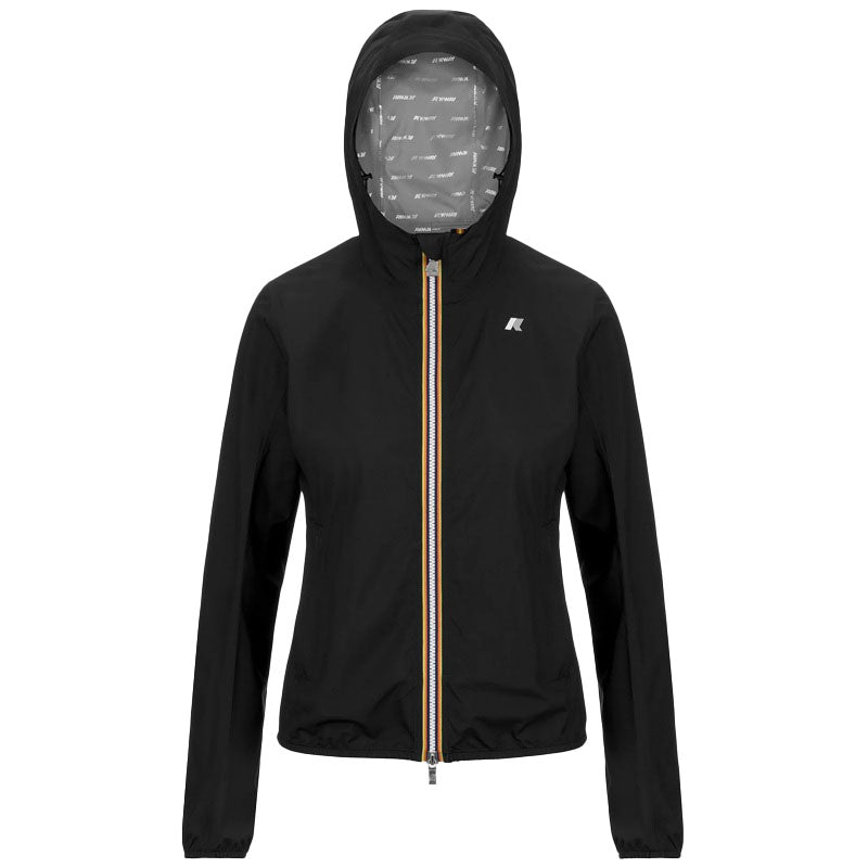 K-WAY Giubbino K-way donna K5127LW USY LILY STRETCH DOT nero logato cappuccio K5127LW USY 
